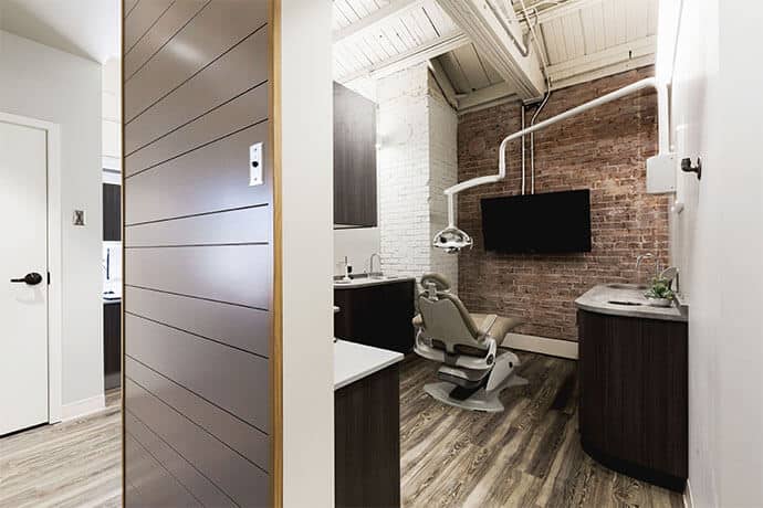 Dental chair and a monitor in a dental clinic in Stillwater MN